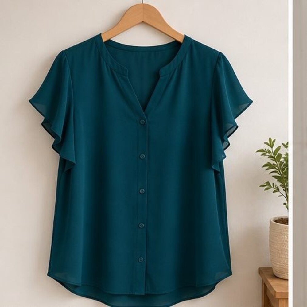 Teal Pleated Blouse